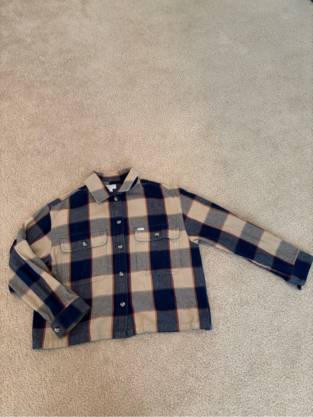 Women’s Brixton Navy, Beige & Rust Plaid flannel